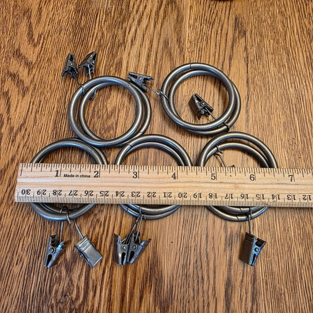 10pc Gunmetal Gray Metal Curtain Slider Rings with Alligator Clips 2 In Diameter